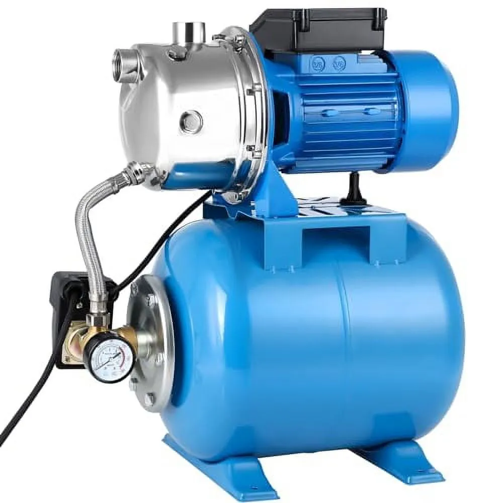 1HP Shallow Well Pump with Pressure Tank, Maximum Head 157FT, 1320GPH 115V Automatic Water Booster Jet Pump for Home, Garden, Lawn