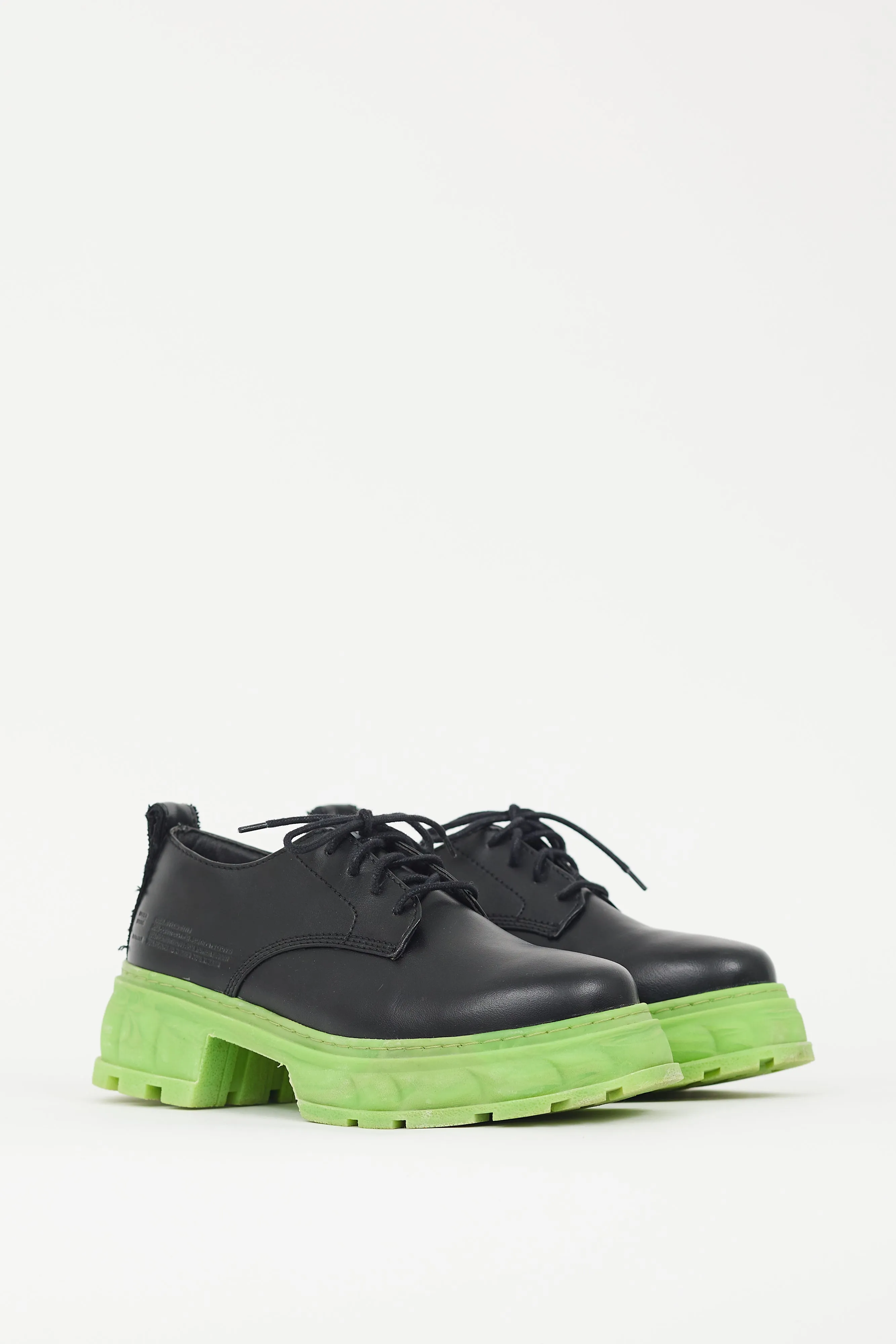 Black & Green Rubber Sole Derby
