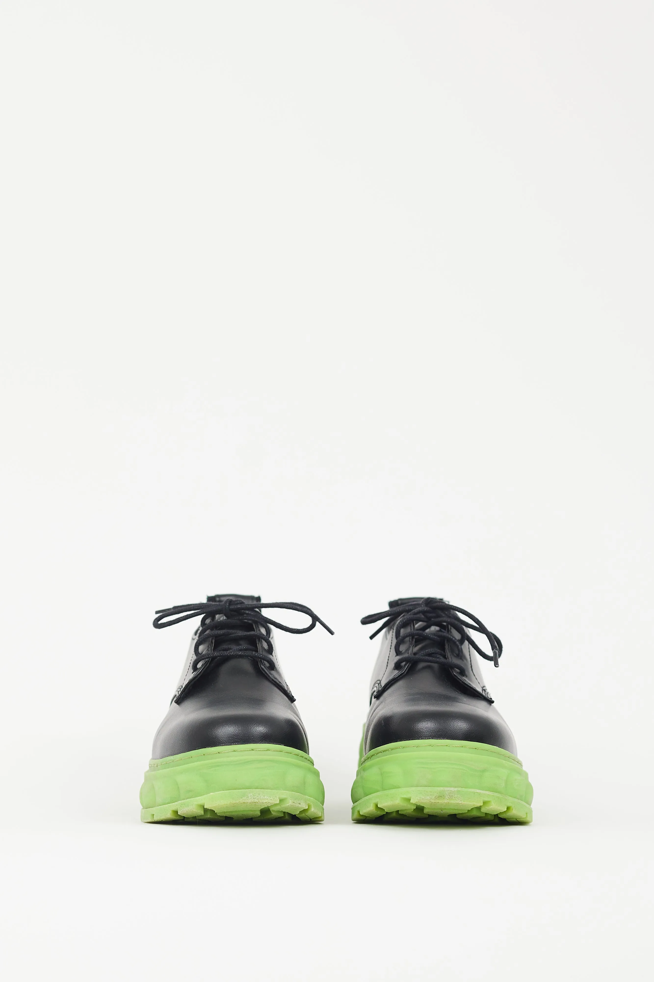 Black & Green Rubber Sole Derby