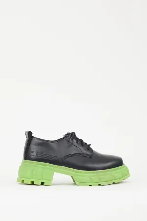 Black & Green Rubber Sole Derby