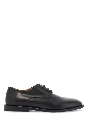 BLACK CALF LEATHER DERBY SHOES WITH GLOSSY FINISH