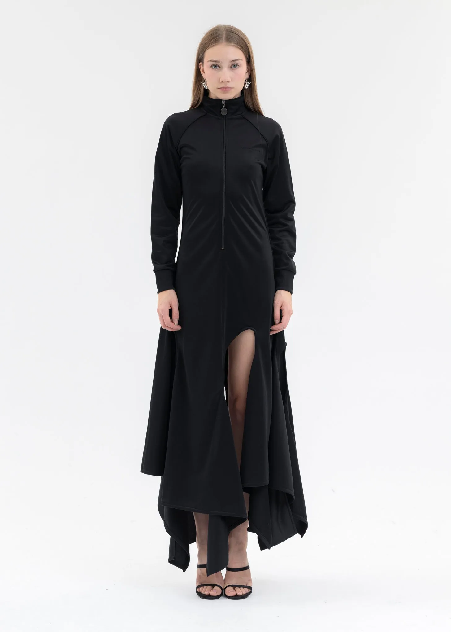 BLACK MULTI CUT OUT TRACK DRESS