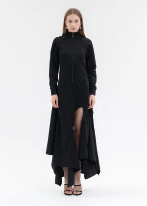 BLACK MULTI CUT OUT TRACK DRESS