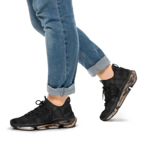 Black Plaid Men's Mesh Sneakers, Black Plaid Print Men's Sneakers Best Comfy Men's Mesh Sports Sneakers Shoes (US Size: 5-12)