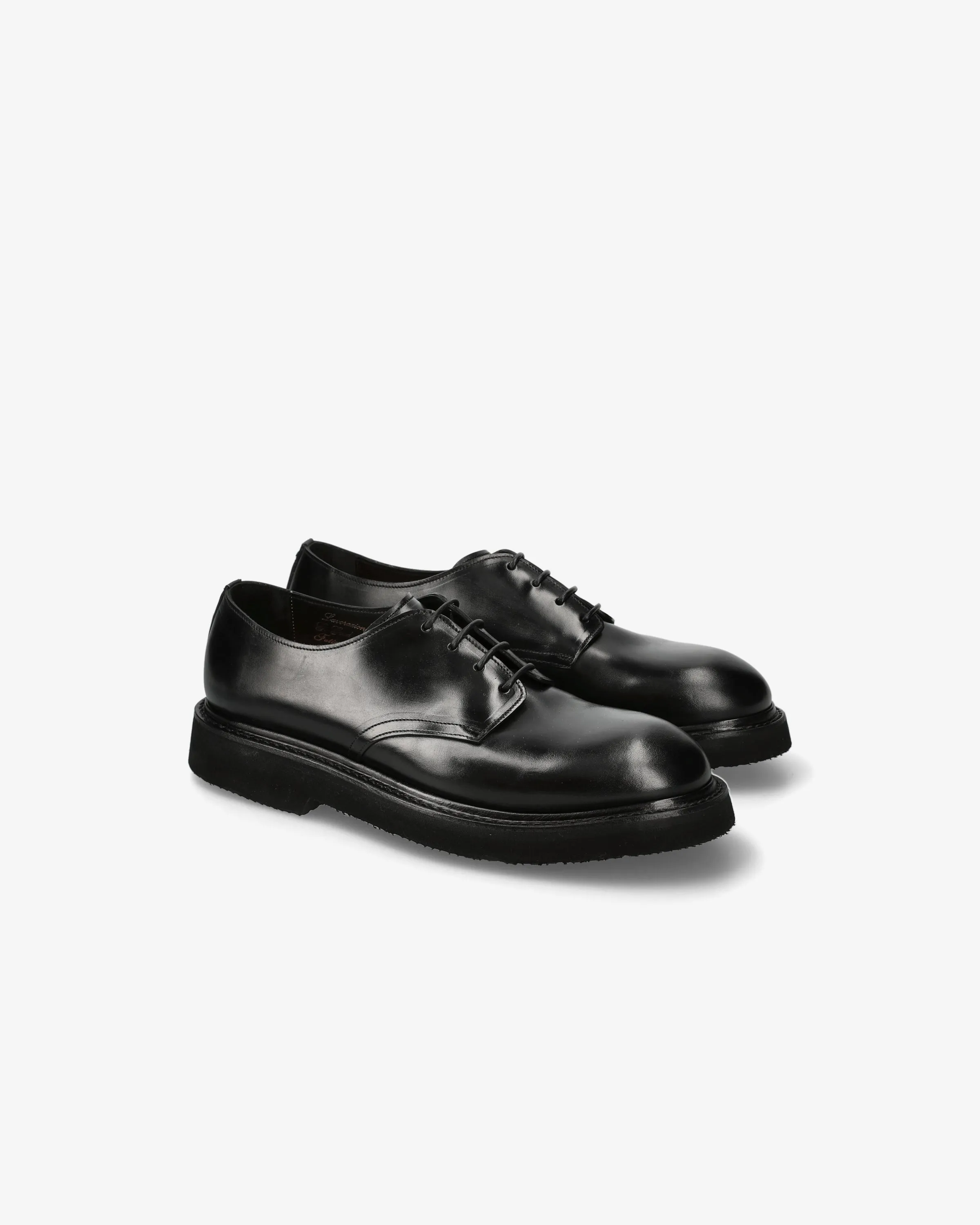 Black wax horse lace-up shoes