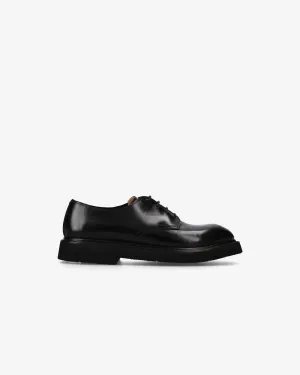 Black wax horse lace-up shoes