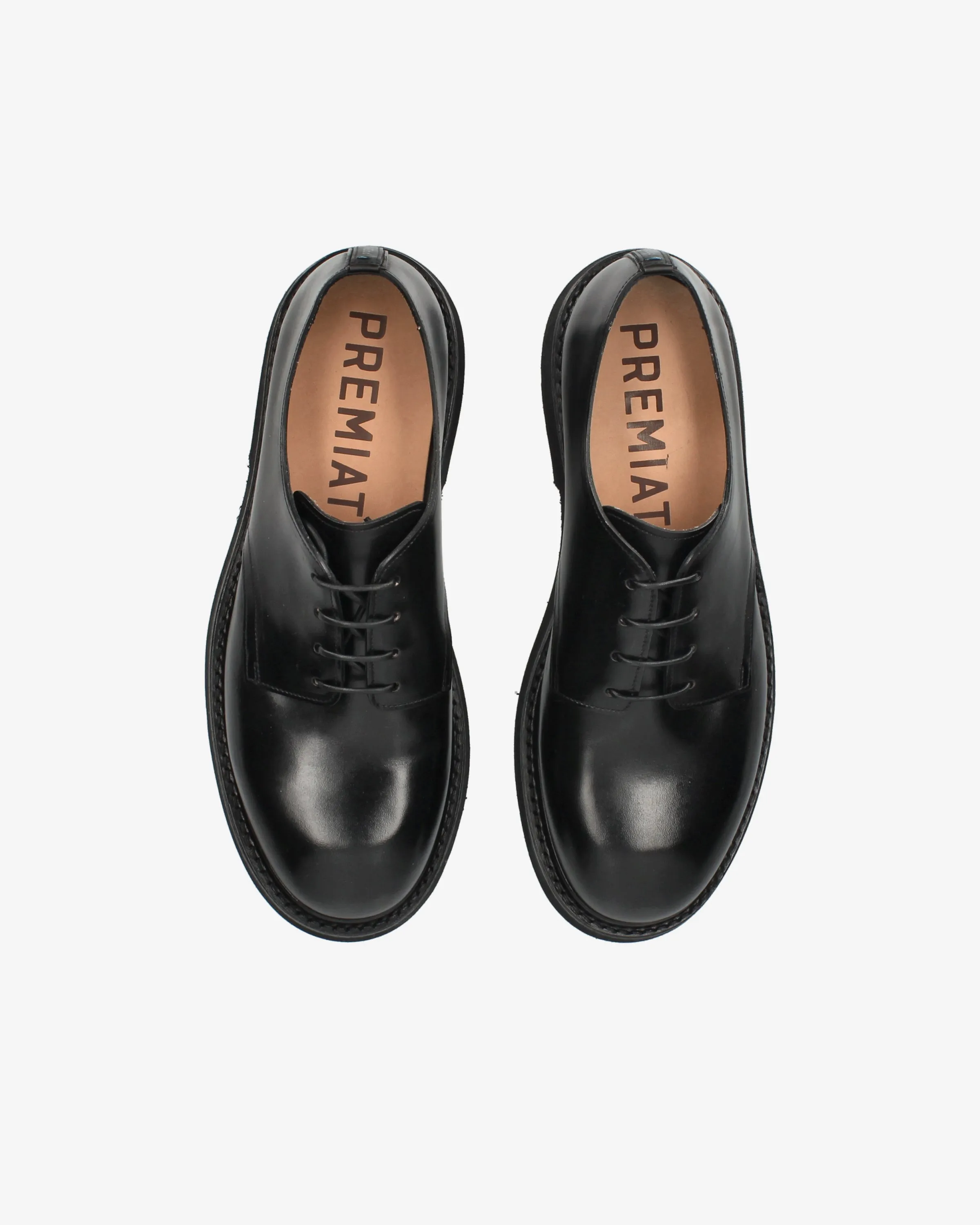 Black wax horse lace-up shoes