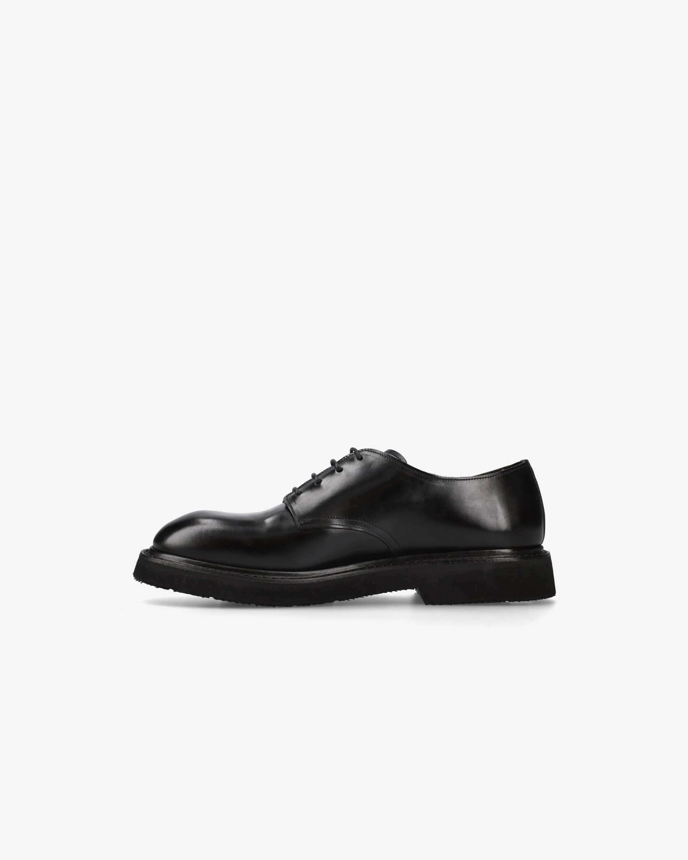 Black wax horse lace-up shoes