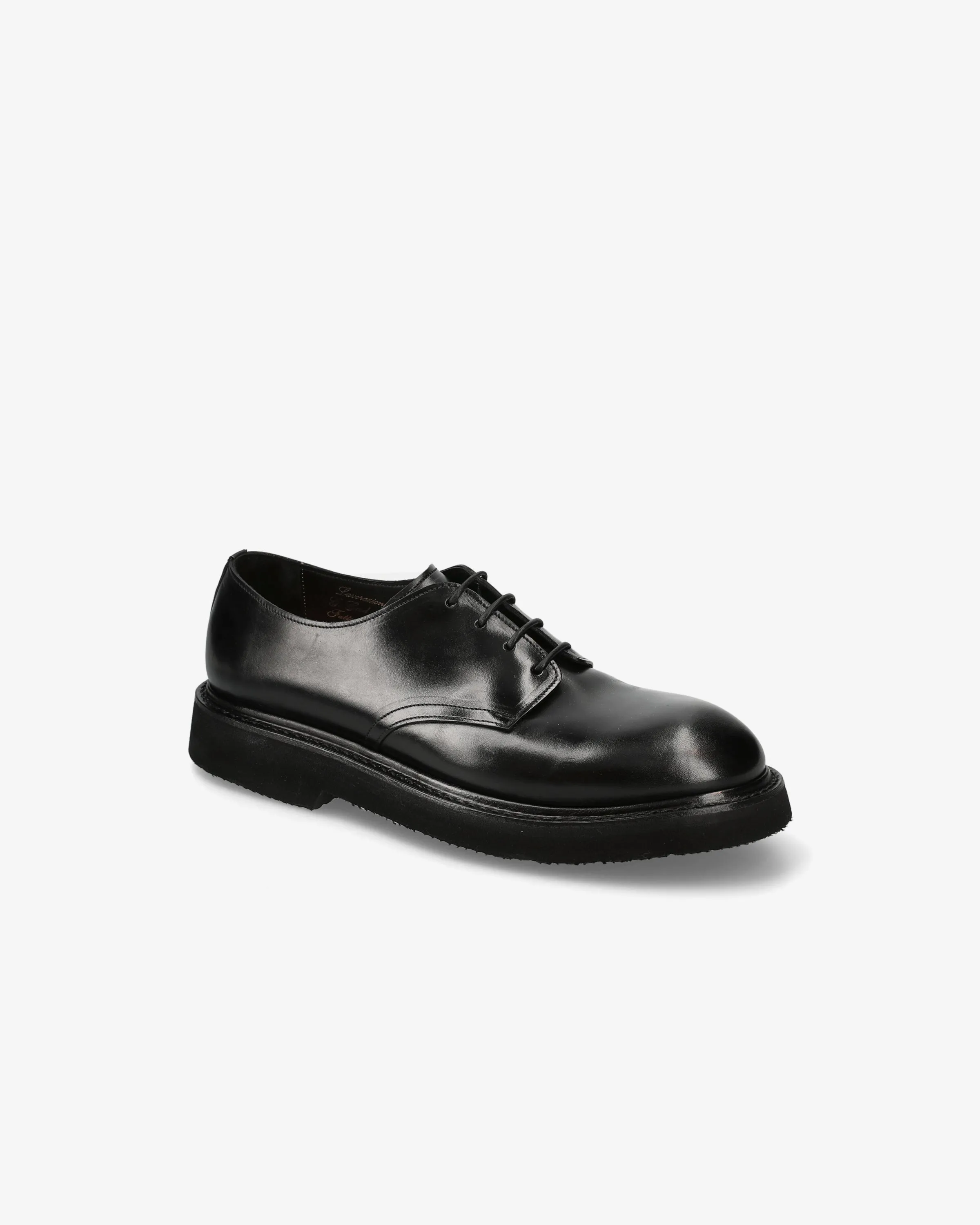 Black wax horse lace-up shoes