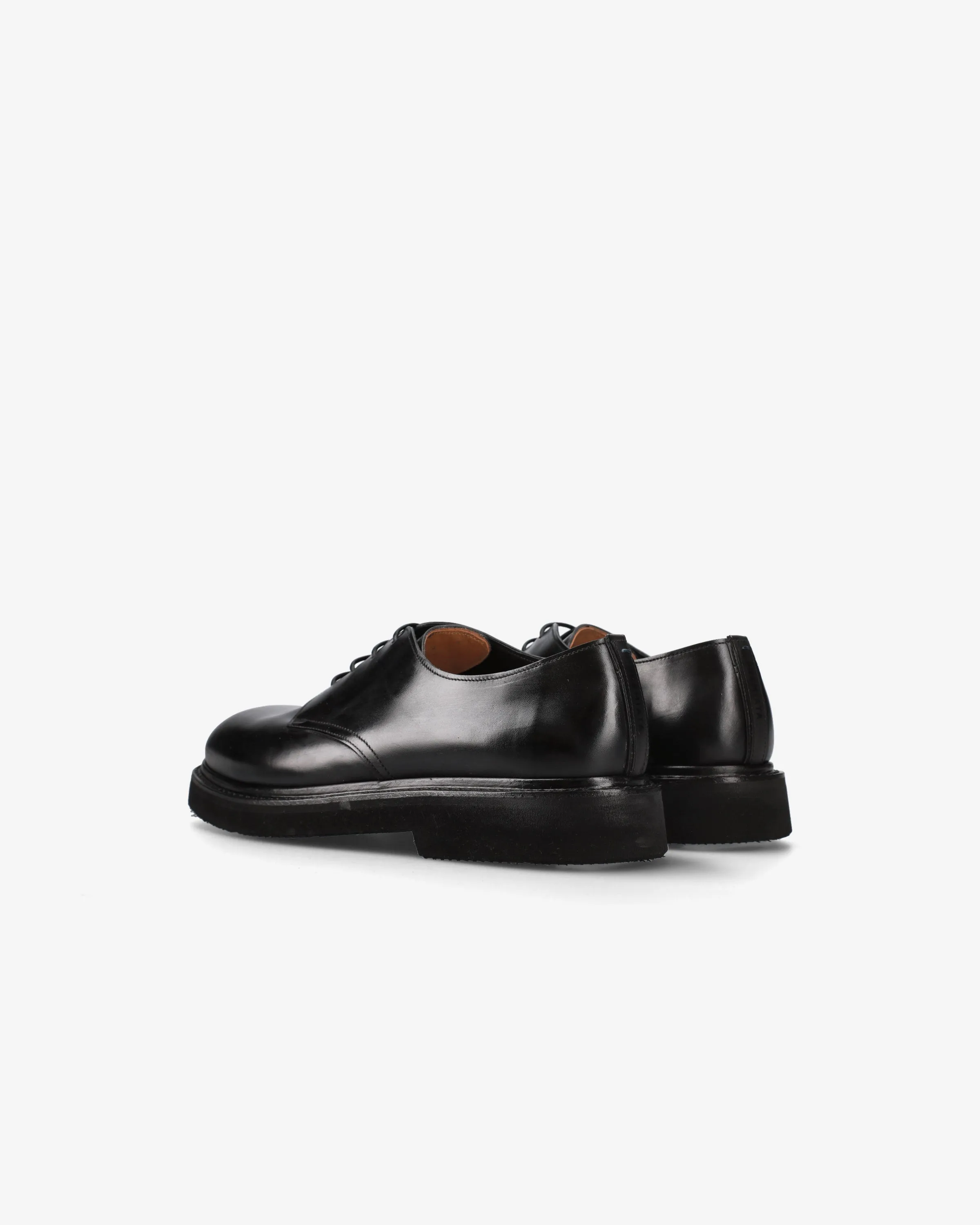 Black wax horse lace-up shoes