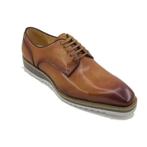 Carrucci Mens Cognac Brown Lace-Up Leather Derby Casual Shoes