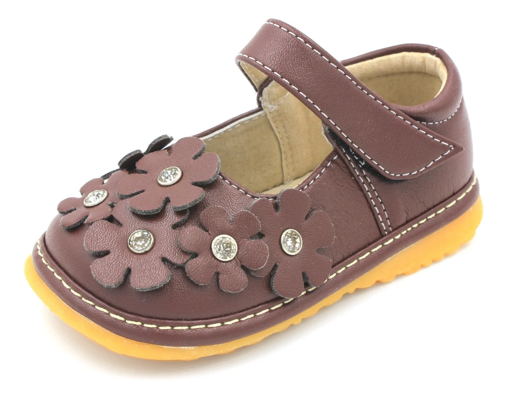 Crystal Flowers Mary Jane Squeaky Shoes
