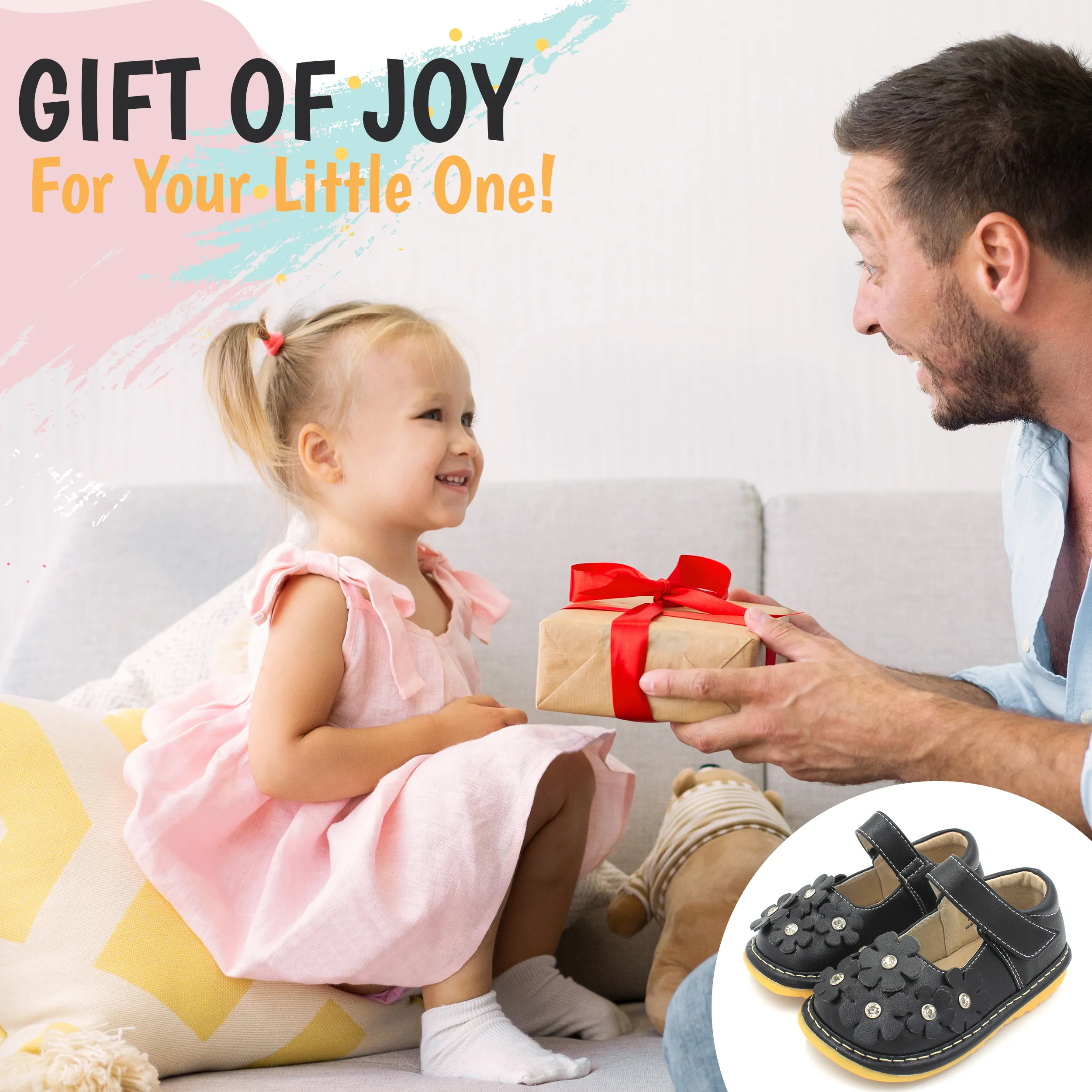Crystal Flowers Mary Jane Squeaky Shoes