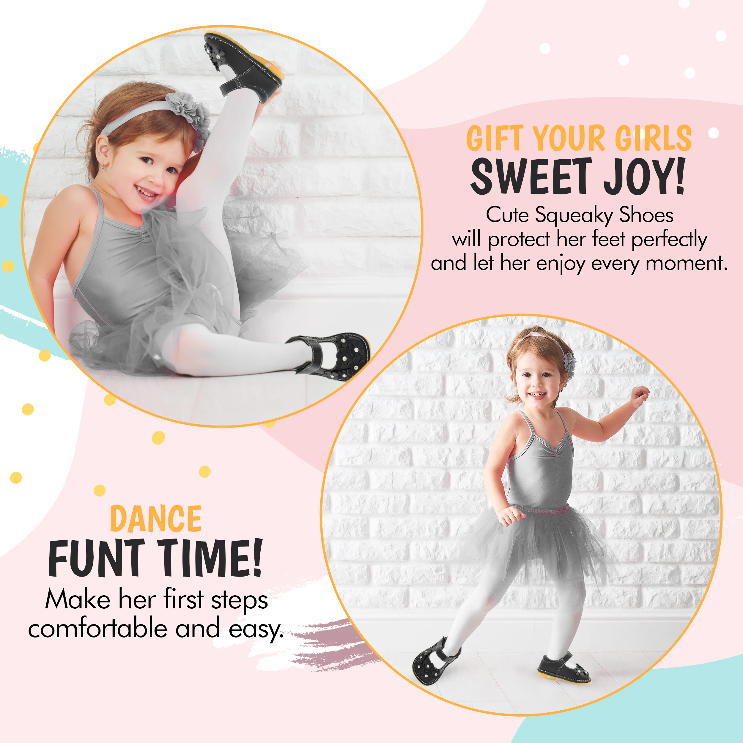Crystal Flowers Mary Jane Squeaky Shoes