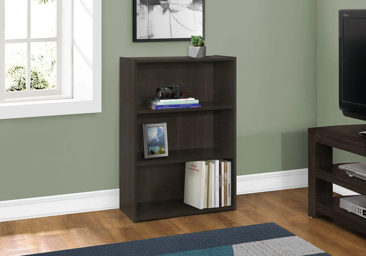 Derby 3-Shelf Bookcase - Espresso
