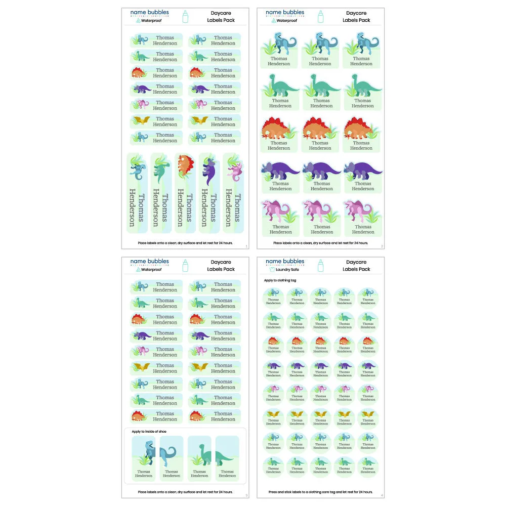 Dinosaurs Daycare Labels Pack