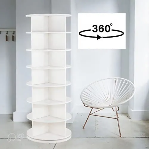 ESPAÑOL Weinstein Storage Zapatero giratorio 360° original, Zapatero giratorio, Lazy Susan, Reloving, Zapatero giratorio en torre,Original 7 niveles con capacidad para más de 35 pares de zapatos