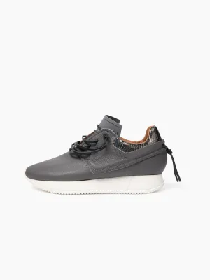 Esseutesse Leather Non Fringe Sneaker - Graphite