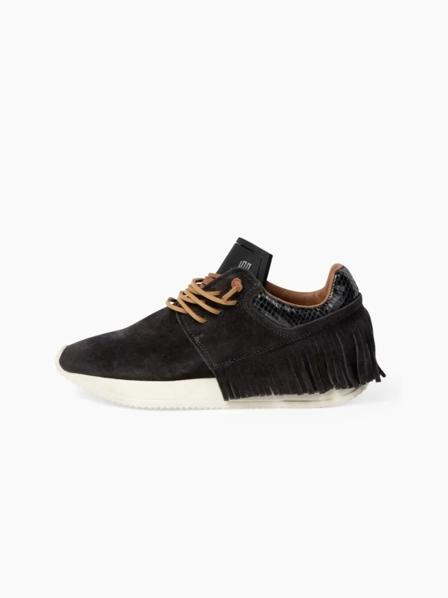 Esseutesse Suede Fringe Sneaker - Charcoal