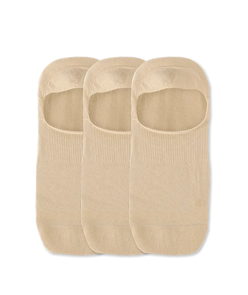 Flagship No Show Socks Beige 3-Pack