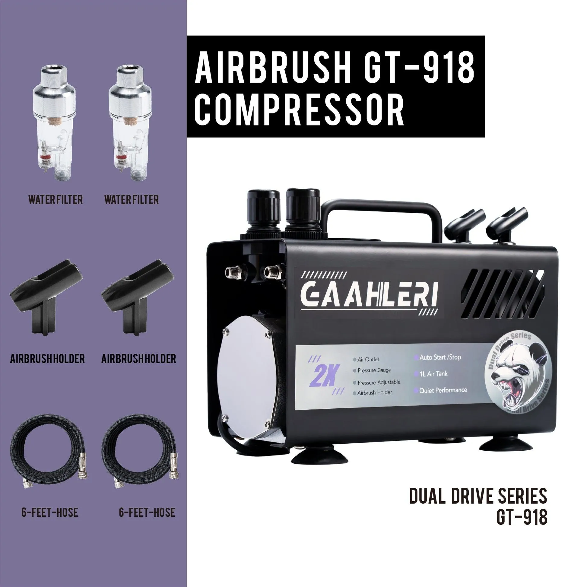Gaahleri GT-918 Dual Drive Airbrush Compressor