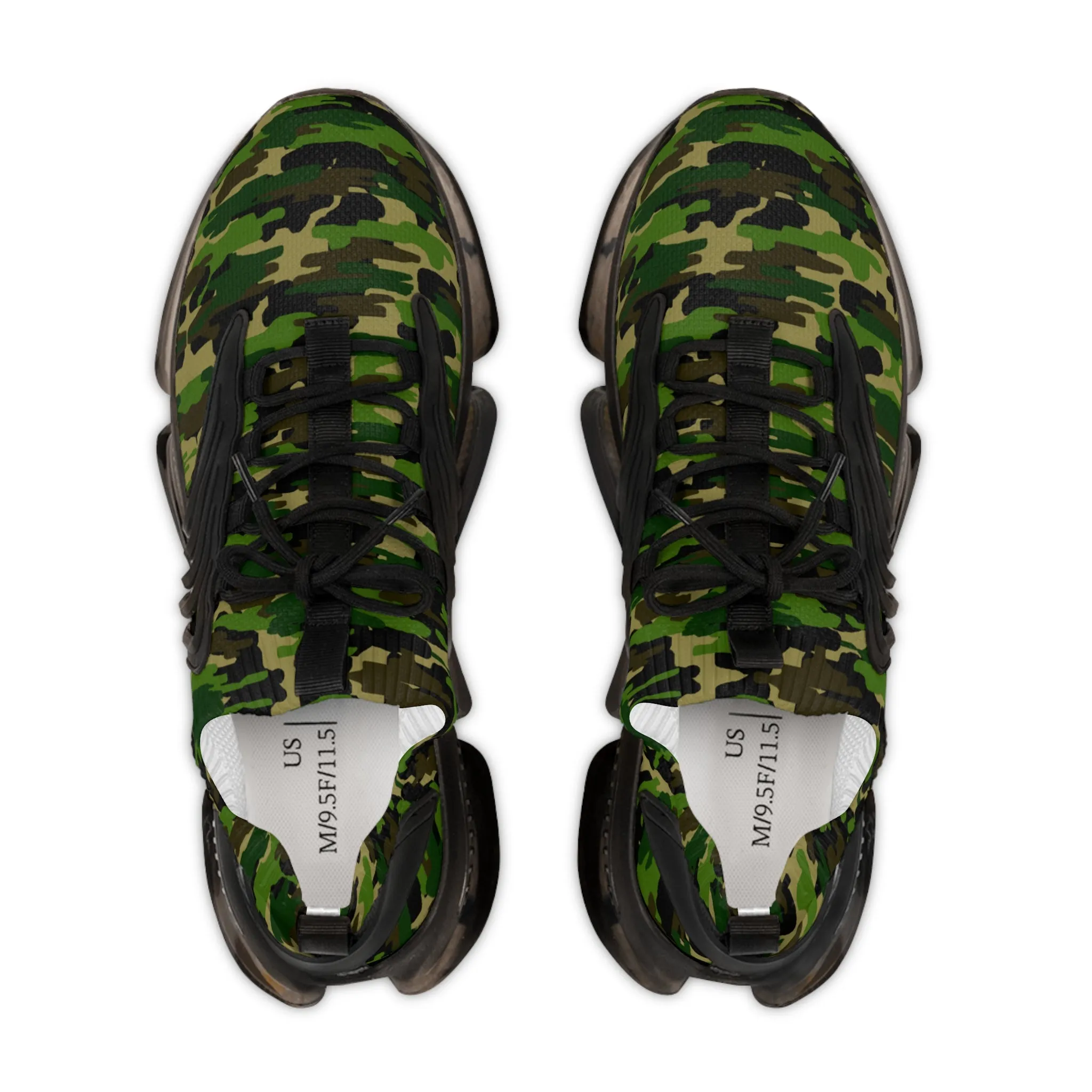 Green Camo Men's Mesh Sneakers, Green Camo Military Print Men's Sneakers Best Comfy Men's Mesh Sports Sneakers Shoes (US Size: 5-12)