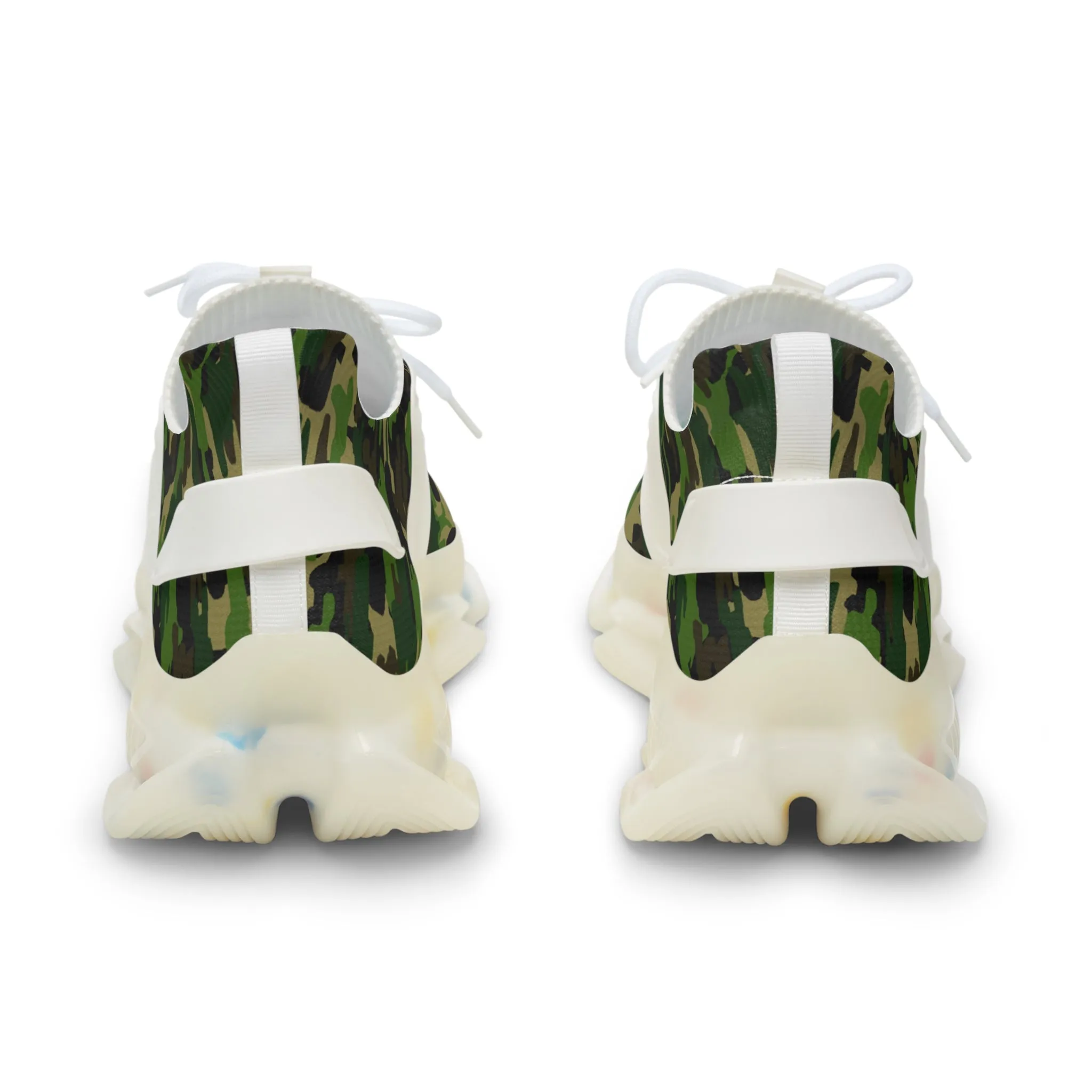 Green Camo Men's Mesh Sneakers, Green Camo Military Print Men's Sneakers Best Comfy Men's Mesh Sports Sneakers Shoes (US Size: 5-12)