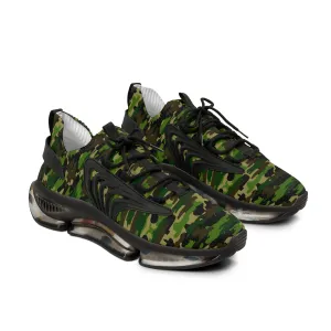 Green Camo Men's Mesh Sneakers, Green Camo Military Print Men's Sneakers Best Comfy Men's Mesh Sports Sneakers Shoes (US Size: 5-12)