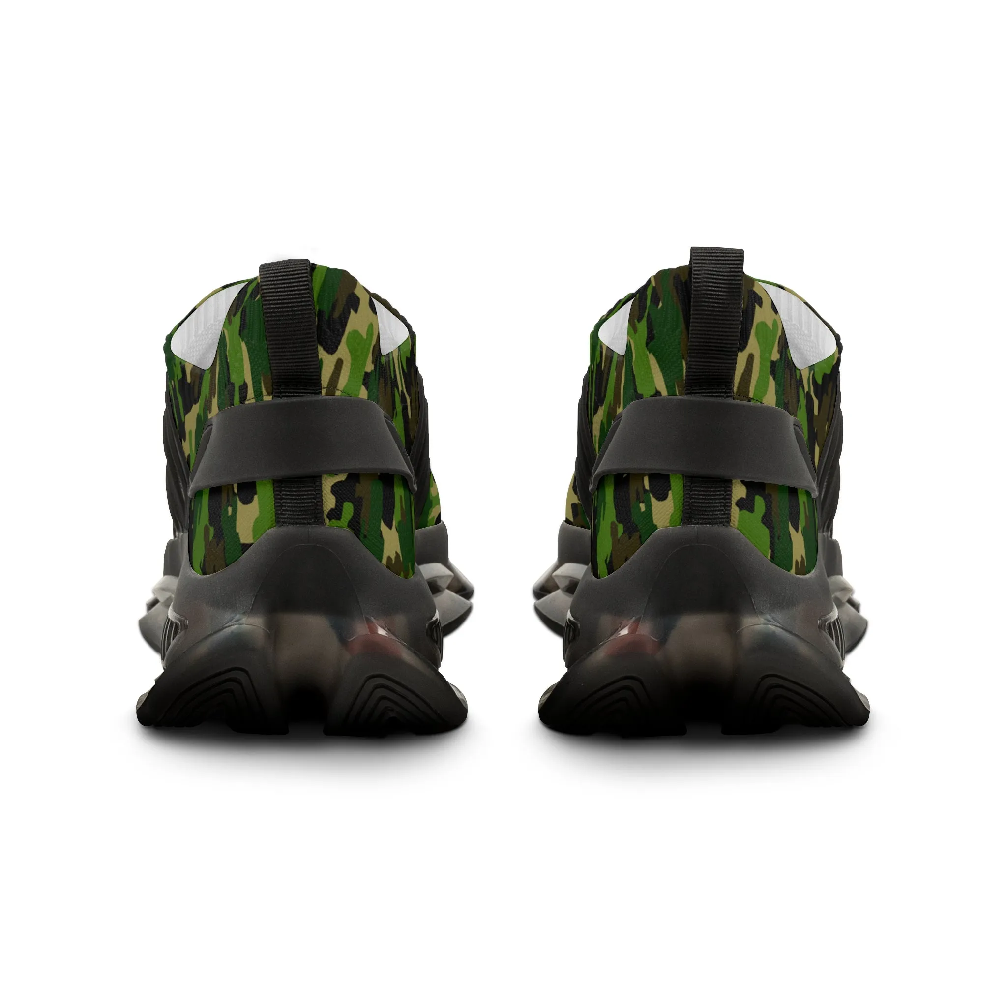 Green Camo Men's Mesh Sneakers, Green Camo Military Print Men's Sneakers Best Comfy Men's Mesh Sports Sneakers Shoes (US Size: 5-12)
