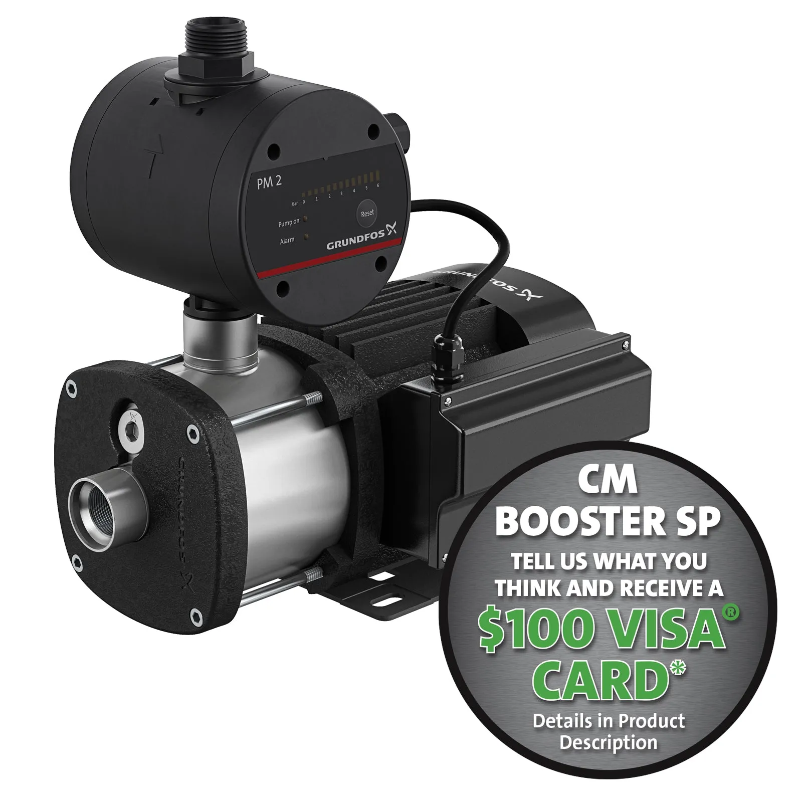 Grundfos CMB-SP 304ss Booster Fixed Speed Pressure Pump with Self-Priming PM2 Controller