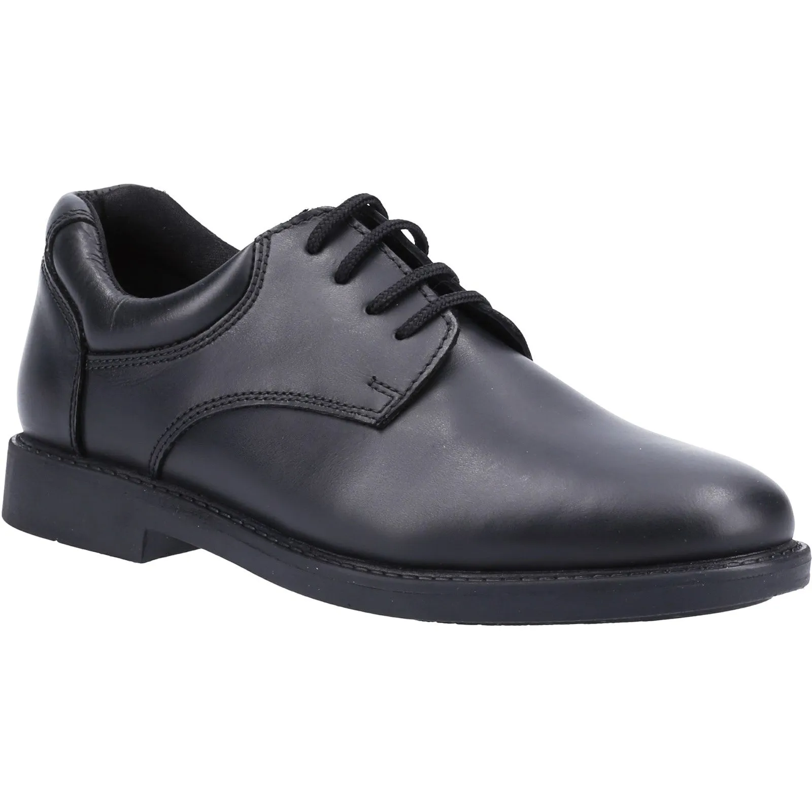 Hush Puppies Boys Tim Leather School Shoes - Black