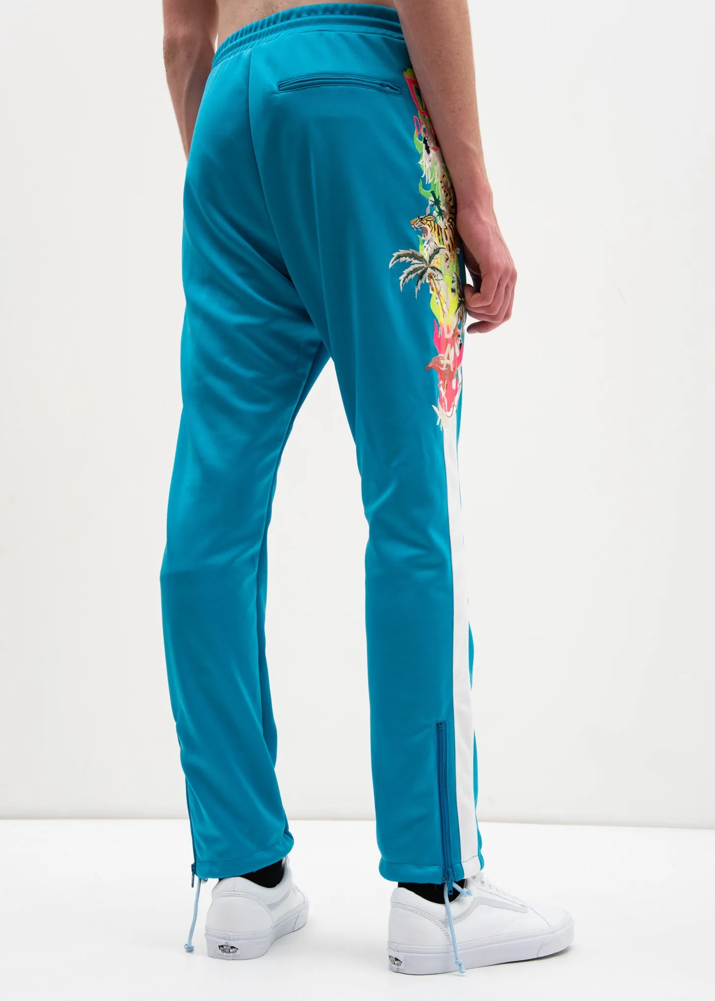 Light Blue Chaos Embroidery Track Pants
