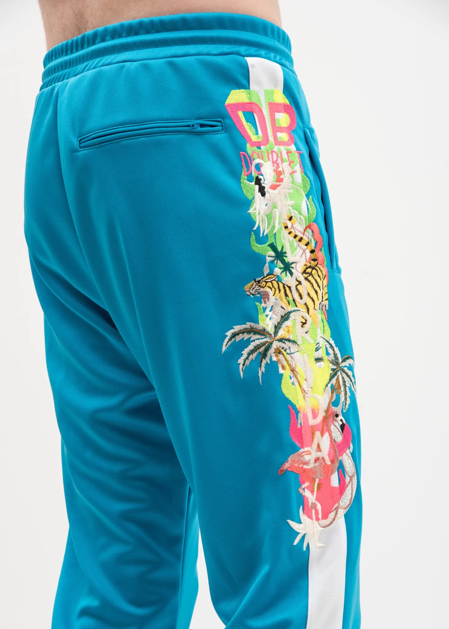 Light Blue Chaos Embroidery Track Pants