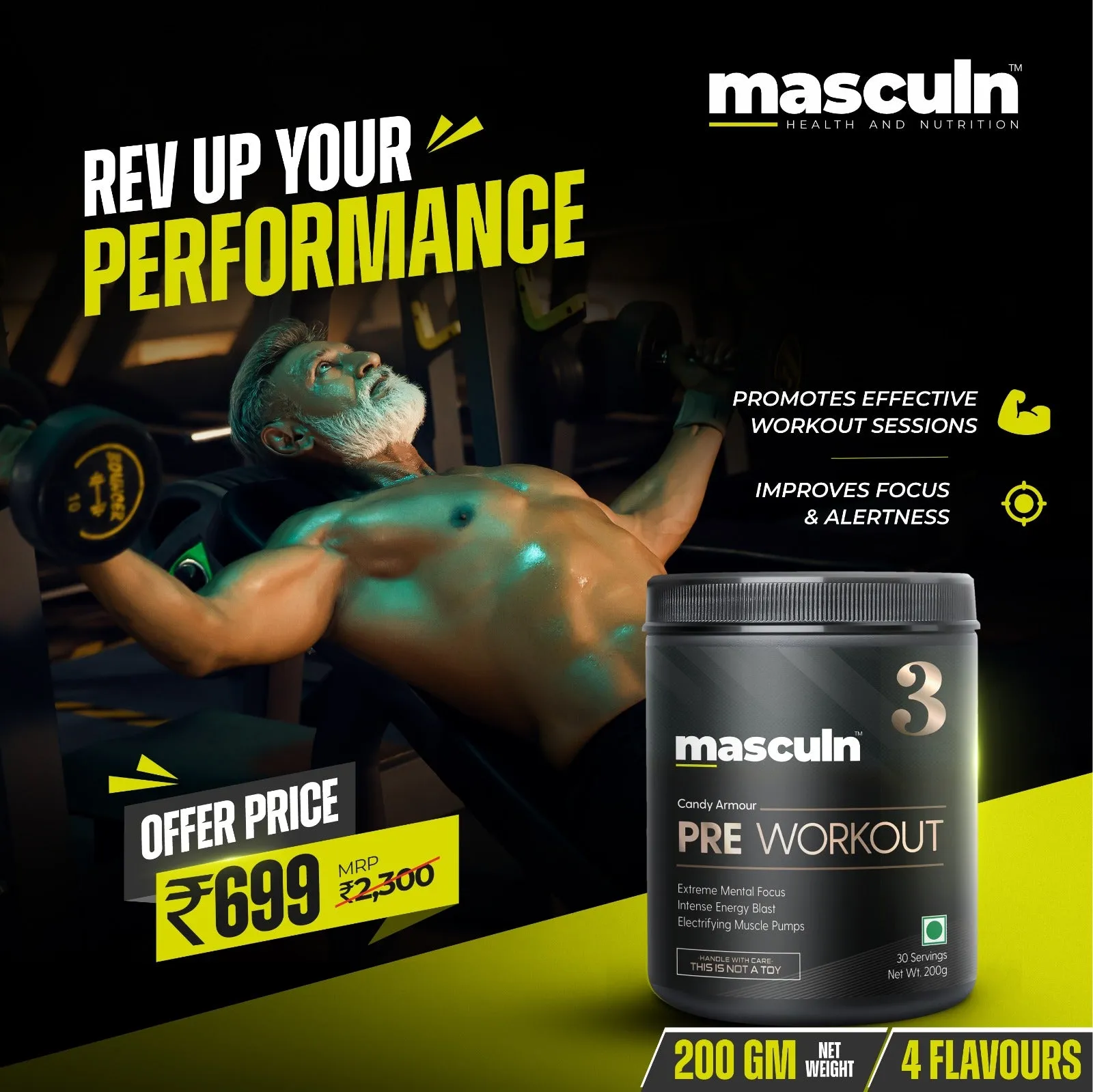 Masculn Pre Workout Supplement for Men & Women 200g