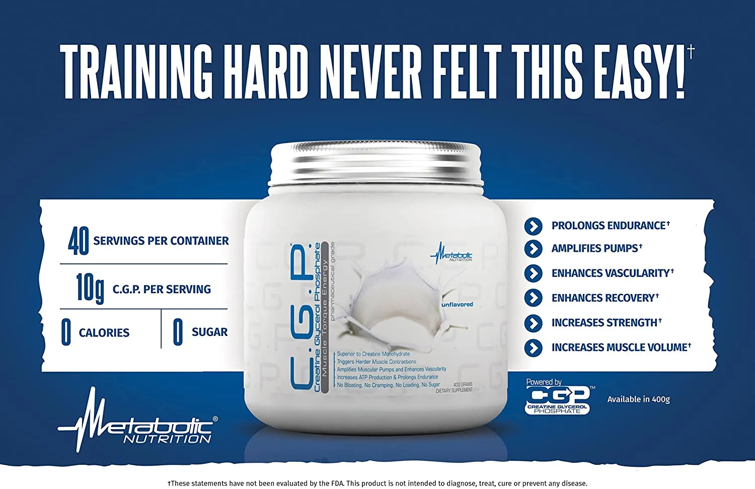 Metabolic Nutrition CGP 400 Grams (40 Servings)