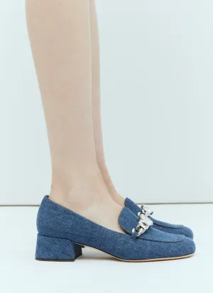 Miu Miu Crystal Embellished Denim Pumps