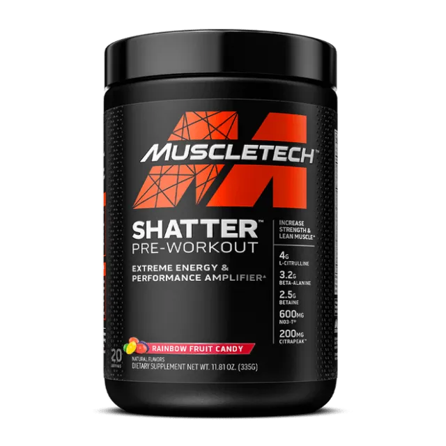 MuscleTech Shatter Pre-Workout - Blue Raspberry - Dated: 08/24 *Gift*