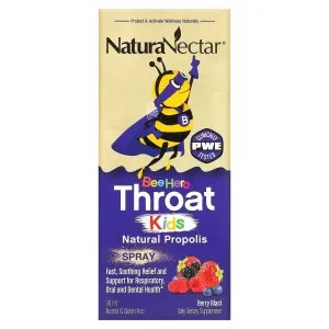 NaturaNectar, Bee Hero Throat Kids, Natural Propolis Spray, Berry Blast, 5 mg, 30 ml