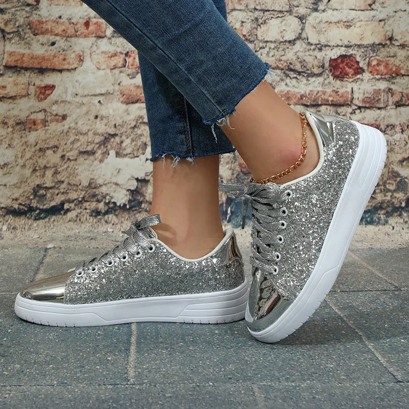 New Glossy Casual Thick Soleplate Women's Shoes