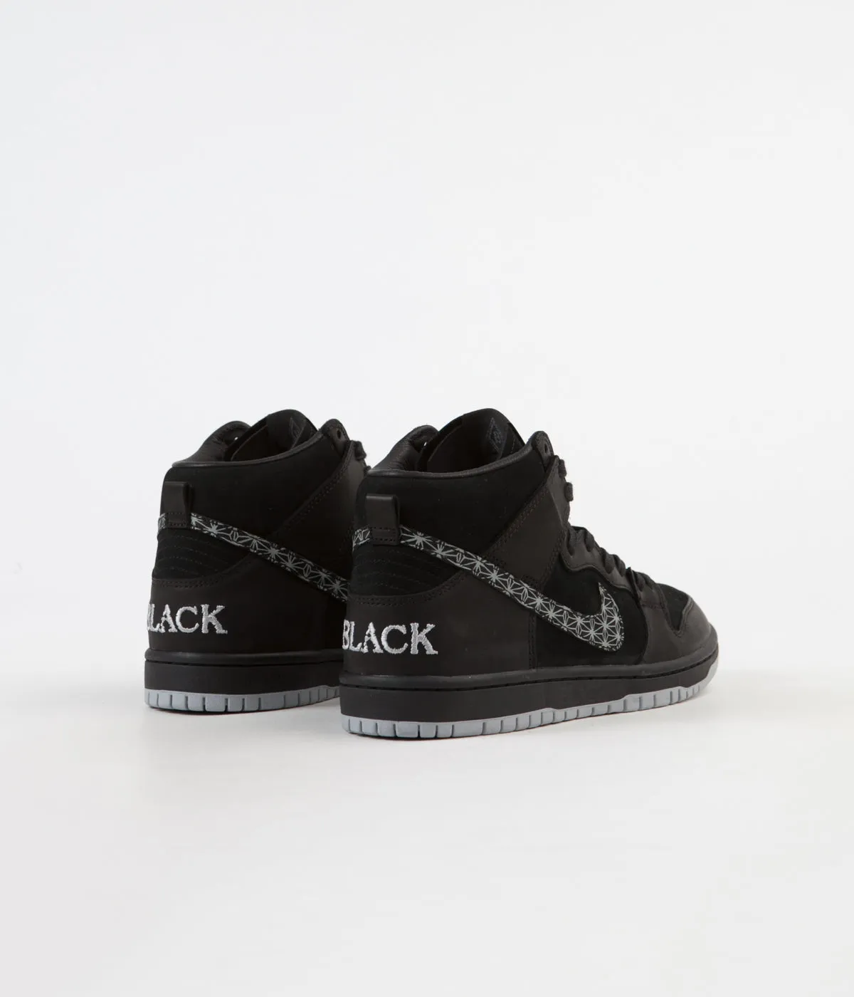 Nike SB 'Black Bar' Dunk High Pro Shoes - Black / Black - Wolf Grey