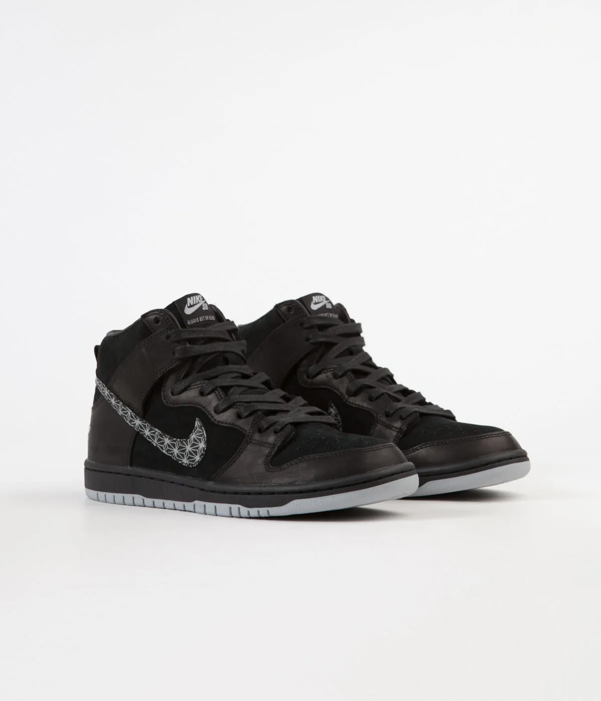Nike SB 'Black Bar' Dunk High Pro Shoes - Black / Black - Wolf Grey