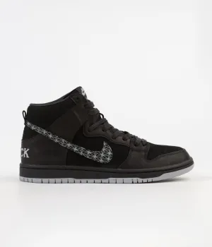 Nike SB 'Black Bar' Dunk High Pro Shoes - Black / Black - Wolf Grey