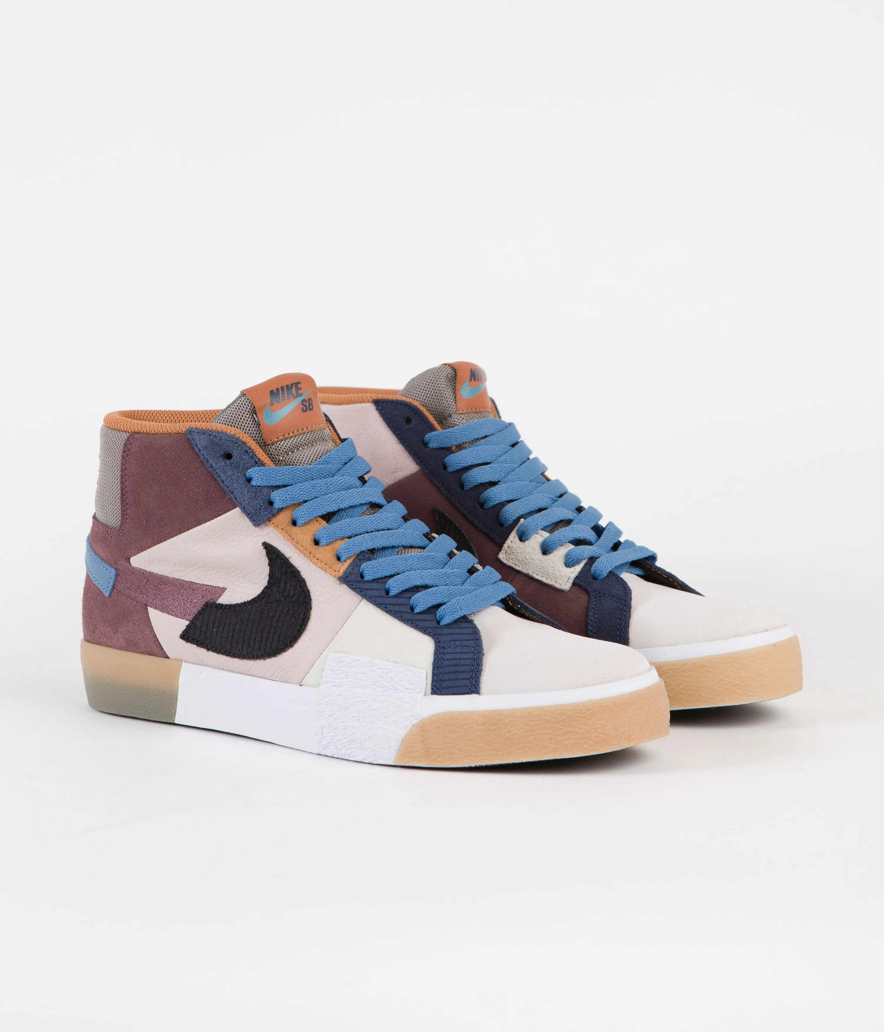 Nike SB Blazer Mid Mosaic Shoes - Dark Wine / Black - Pink Oxford - Cashmere