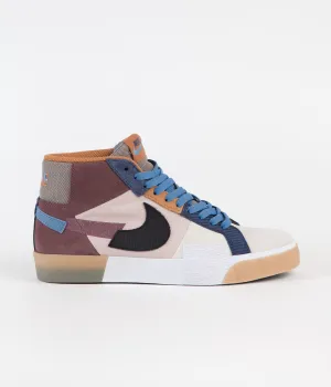 Nike SB Blazer Mid Mosaic Shoes - Dark Wine / Black - Pink Oxford - Cashmere