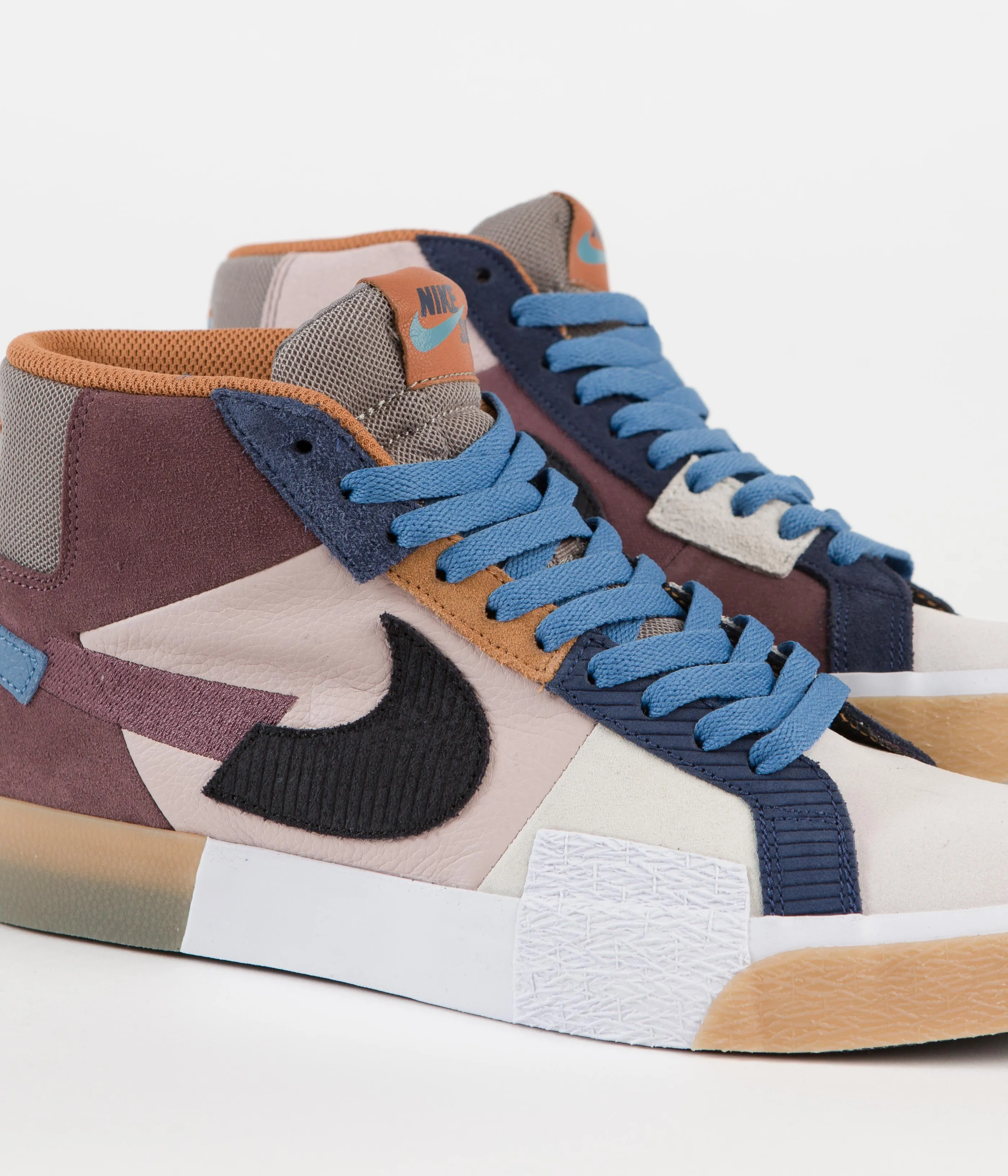 Nike SB Blazer Mid Mosaic Shoes - Dark Wine / Black - Pink Oxford - Cashmere