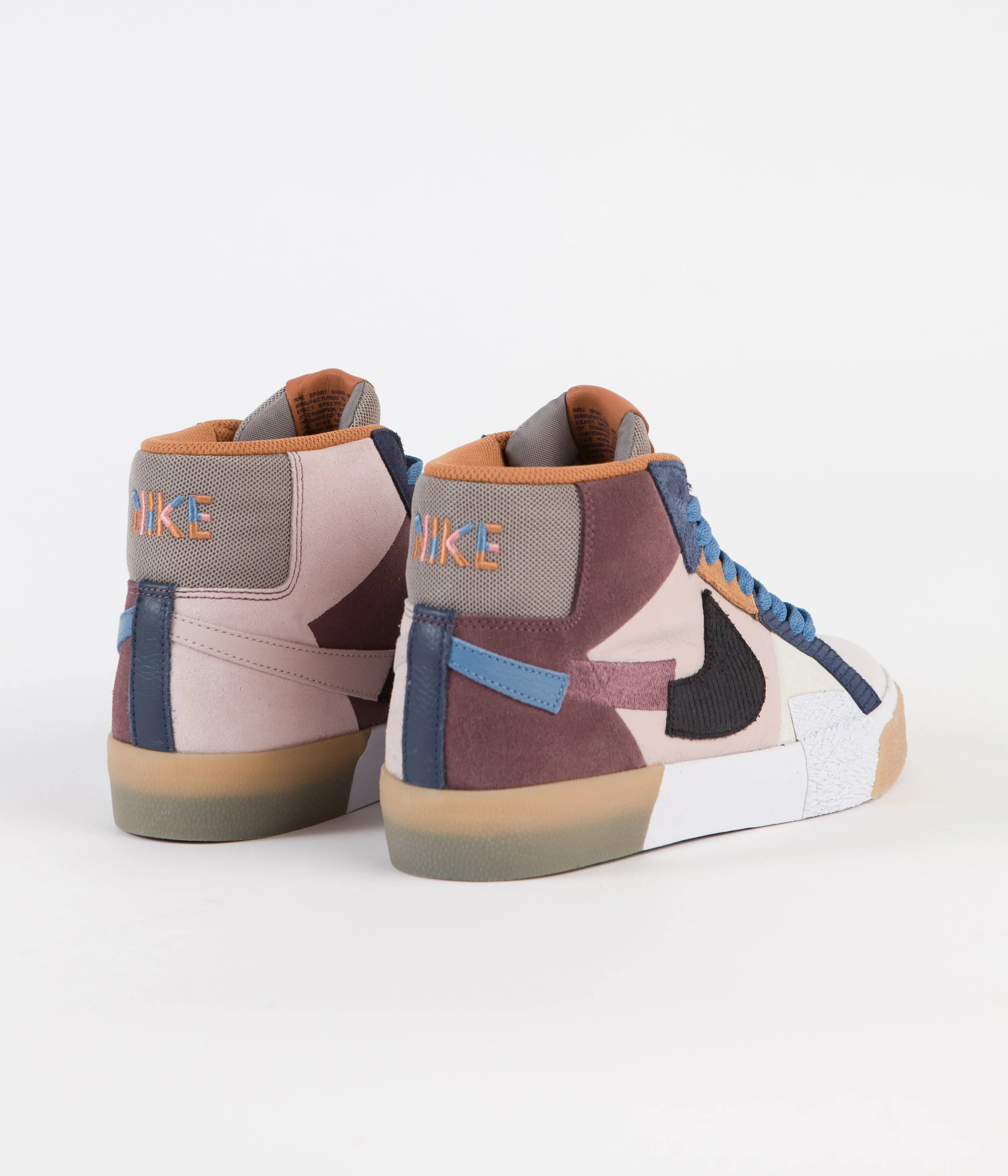 Nike SB Blazer Mid Mosaic Shoes - Dark Wine / Black - Pink Oxford - Cashmere