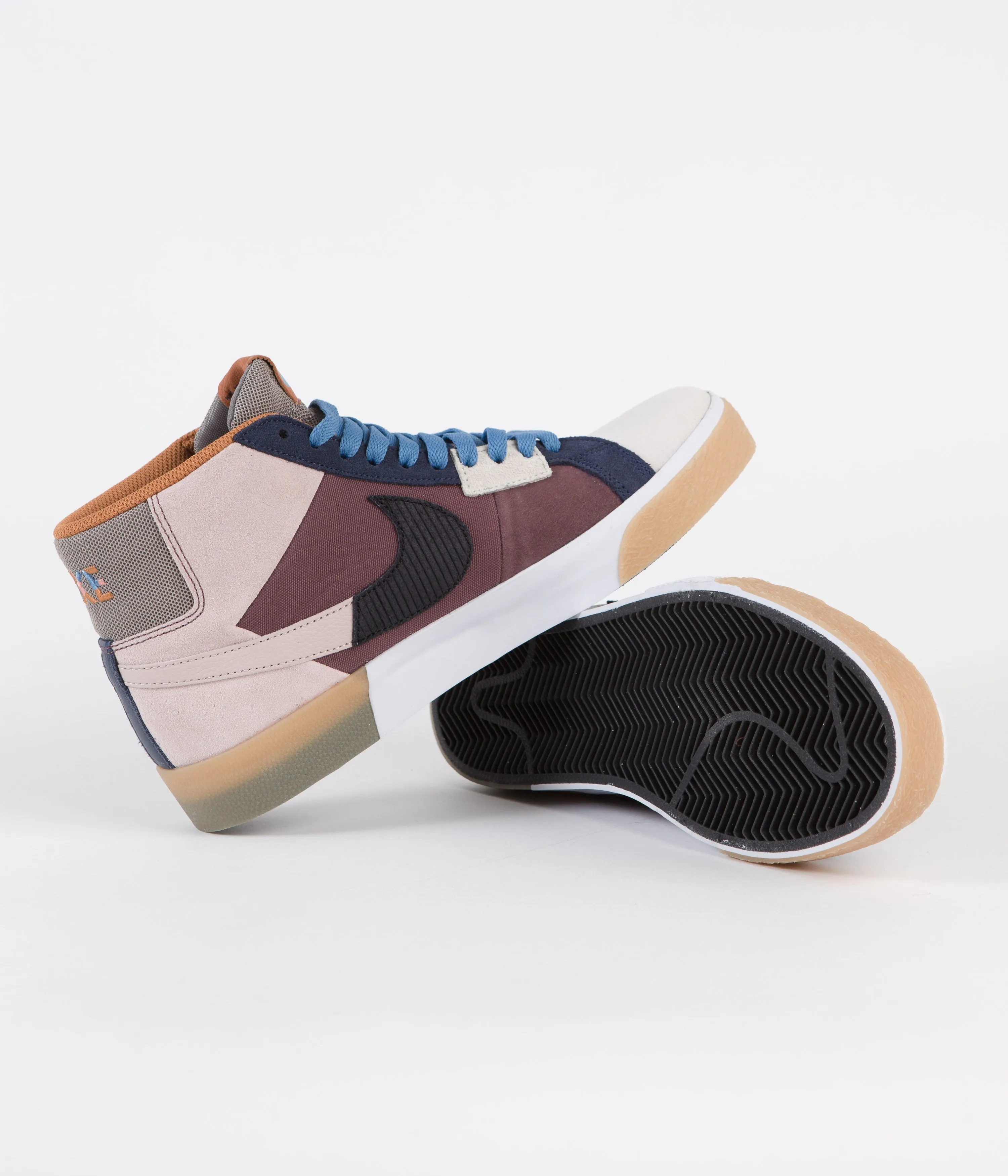 Nike SB Blazer Mid Mosaic Shoes - Dark Wine / Black - Pink Oxford - Cashmere