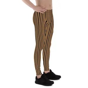 Nude Black Stripe Men Tights, Simple Premium Men's Leggings Meggings Tights - Made in USA/EU