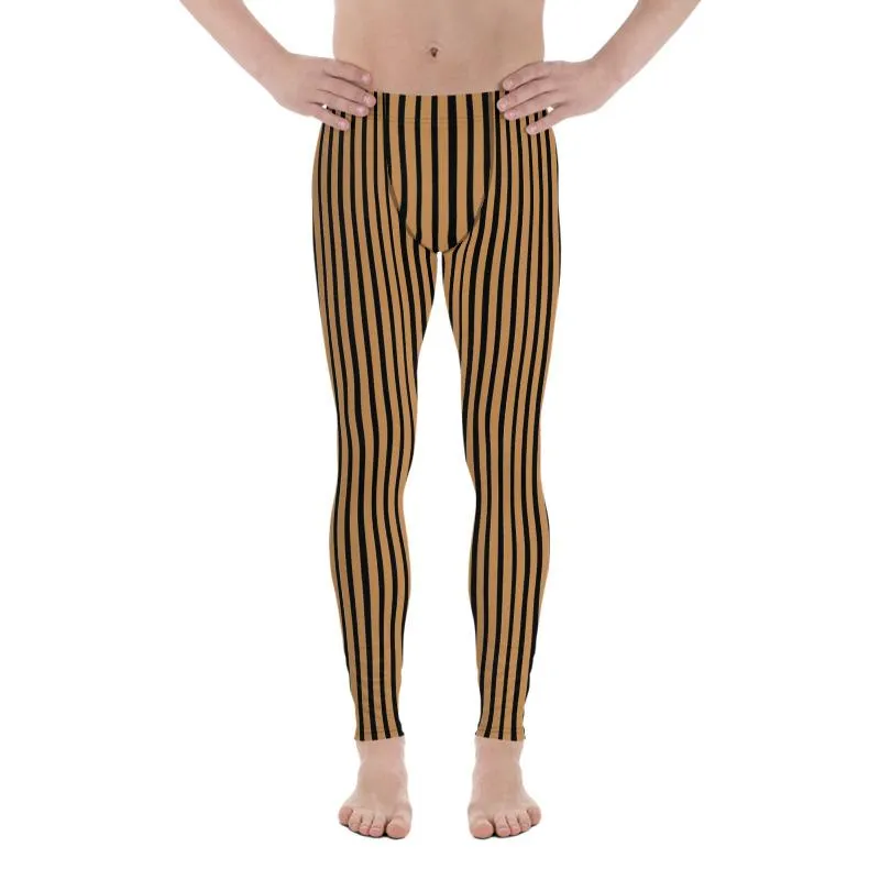 Nude Black Stripe Men Tights, Simple Premium Men's Leggings Meggings Tights - Made in USA/EU