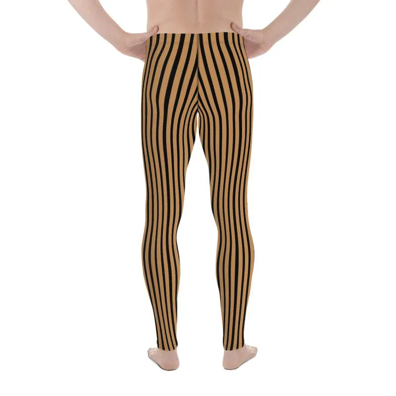 Nude Black Stripe Men Tights, Simple Premium Men's Leggings Meggings Tights - Made in USA/EU
